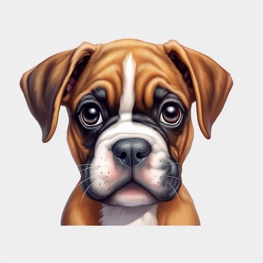 Boxer puppy, Closeup Portrait, Clipart, Digital art, kawaii, disney style, hyperdetailed, 1080p, Ultra-HD no background