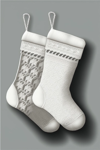 clip-art style christmas white knitted stockings