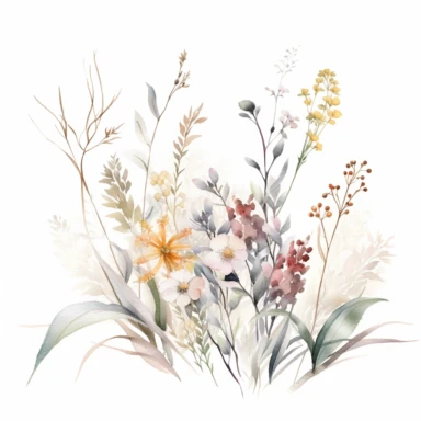 Australian native flower arrangments watercolor premade border, white simple background, no grass or green ground in the scene, no sky, pale watery color, hand painted original, pastel colors, Watercolor Flowers Clipart, airy dreamy pale color, modern minimal v 4