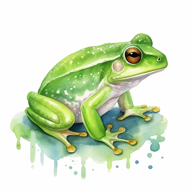a Watercolor Green Frog Clipart
