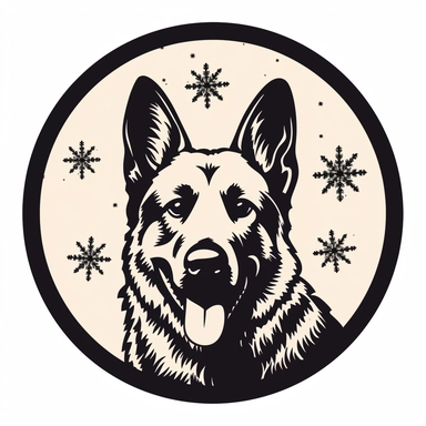 Smiling German Shepherd dog, full body, round christmas ornament, Cricut Silhouette Graphics Dog white background SVG Dxf EPS Png Cdr Ai Pdf Vector Art Clipart instant download Digital Cut Print File