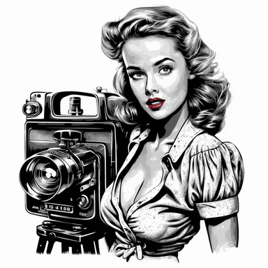 film noir theme, pin up girl clipart in a modern photography style, free-spirited and natural feel, white background, scalable vector format, highly detailed textured 8k