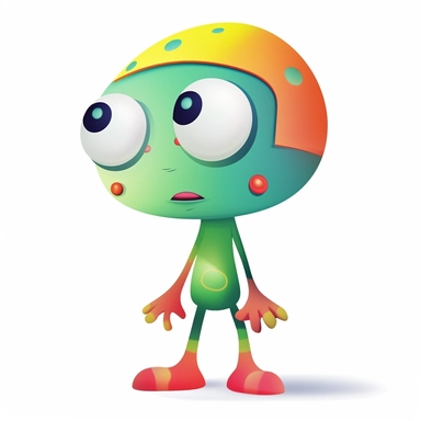 cute cartoon alien, colorful, in the style of george ault, clipart, white background