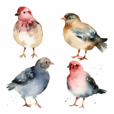 Watercolor chiken Clipart, white background, high quality,