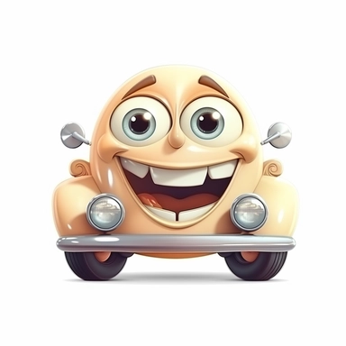 fantasy happy cute classic car mamal face, cartoon, clipart, mascot, isolated on white background