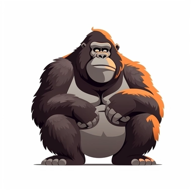 friendly cartoon gorilla modern clipart vector, white background, no outline