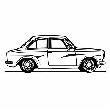 clipart car side view black and white simple line drawing