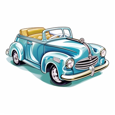 v Vintage Hand painted clipart of a Metal toy car in the style of vintage nursery kitsch Lefton, retro midcentury 1950’s, white background, contour