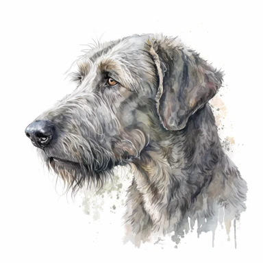 a watercolor art painting of a Irish Wolfhound, clipart, white background