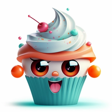 funny cute cupcakes with toony faces clipart hd