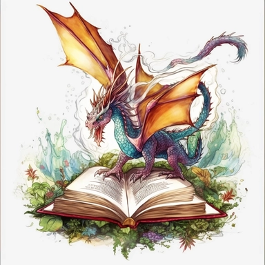 a dragon coming out of the pages of an open book as though the story is coming to life, fantasy, magic, Fantasy Clipart, PNG Clipart, Illustration clipart, white background, vivid color, 4K, extremely detailed