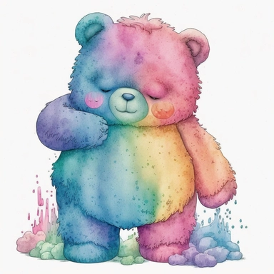 watercolor clipart of Care bears full body