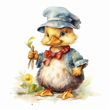clipart watercolor duckling in the style of Beatrix potter