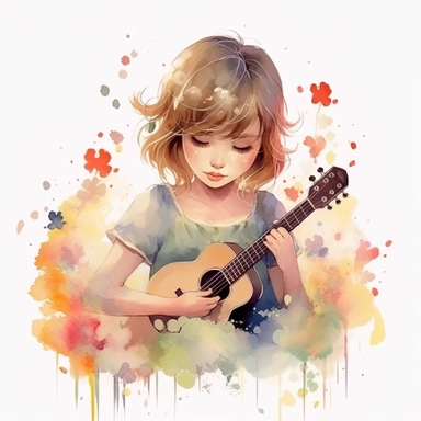 taylor swift, folk art, watercolor, clipart elements, kawaii, white background