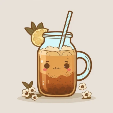 Iced tea clipart, cute beverage illustration vector