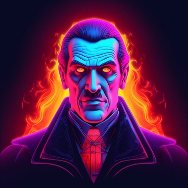 dracula, glowing eyes, valentine's, clipart, glow in the dark, neon, uhd, vivid, colorful, highly detailed