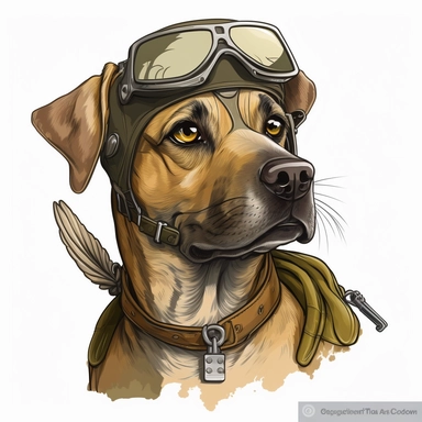 clipart of a black mouth cur dog as a pilot
