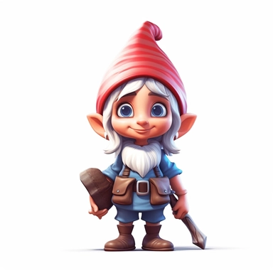 female gnome clipart, white background