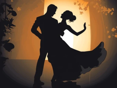 A graceful clipart showcasing a couple engaged in a romantic dance, depicted in elegant silhouettes. The flowing movements and close embrace capture the beauty and romance of the wedding dance, portraying a moment of joy and togetherness.