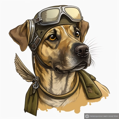 clipart of a black mouth cur dog as a pilot