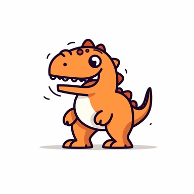 a minimalist kids dinosaur orange t rex clipart cartoon white background