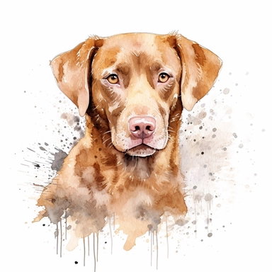 Chesapeake Bay Retriever dog, water color style, clipart, white background
