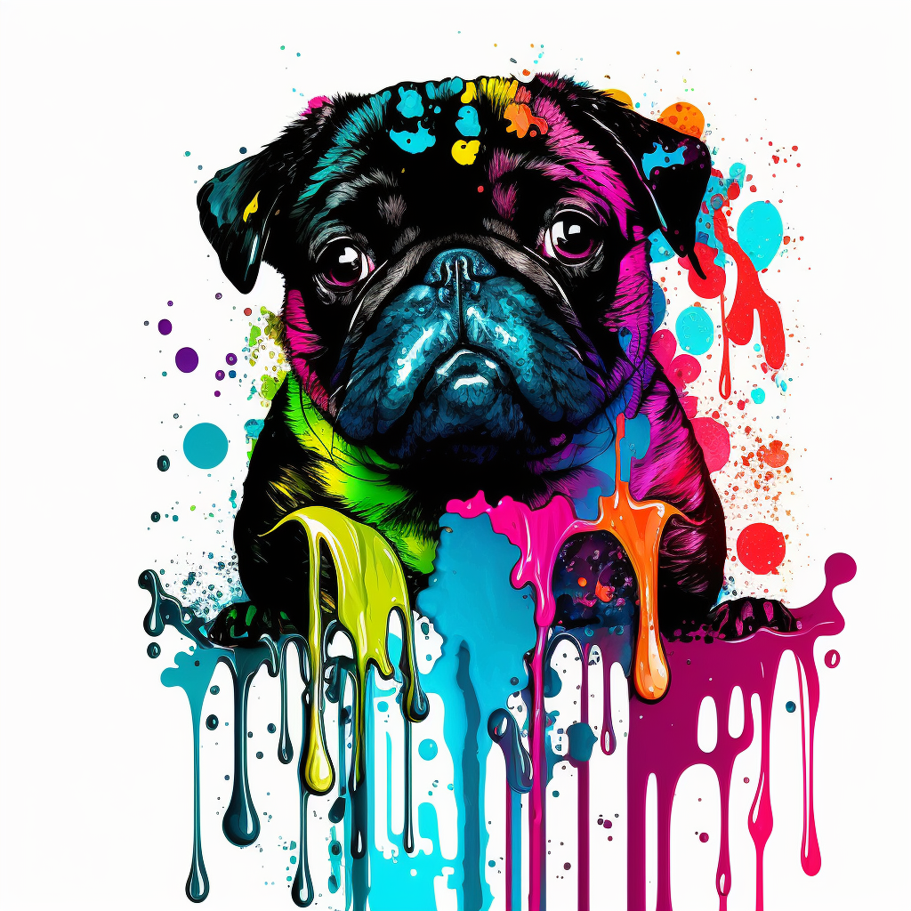 swimming pug hawaiian colourful anime manga kawaii cute vibrant clipart ...