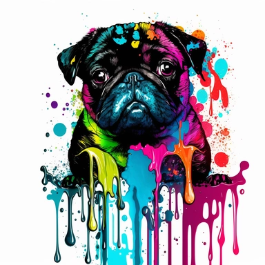 swimming pug hawaiian colourful anime manga kawaii cute vibrant clipart trippy vivid