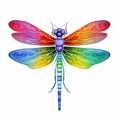 dragonfly rainbow Clipart, LGBT style, isolated on white background