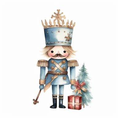 Cute christmas nutcracker watercolor clipart