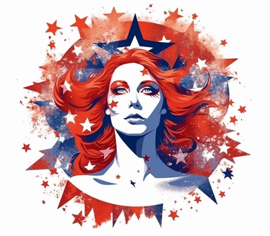 Create a bold and eye-catching clip art that showcases Freedom in patriotic colors, emphasizing the spirit of independence and liberty, white background, in the style of minimalist -