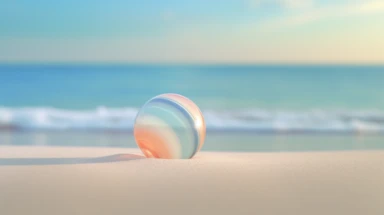 3d abstract summer nature beach object clipart with Gradient Color Overlay Background, minimal, soft color, artistic, high resolution, 8K, Canon 5d Mark IV 35mm IS F1.4 lens,