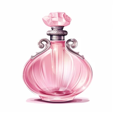 a clipart image of a lovely pink perfume bottle with a luxury style: Behold the epitome of elegance and refinement in this clipart image of a pink perfume bottle. Its sleek and slender silhouette, with curved edges and a delicately contoured base, exudes sophistication and class. The soft shade of pink that adorns its surface adds a touch of feminine grace and charm, while the intricate details etched onto its body suggest a fine craftsmanship that is second to none. This bottle is not just a me