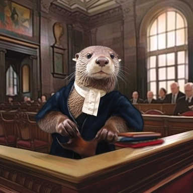 an otter in law court discovering its limitations, clipart, Microsoft Paint, dramatic photograph by Martin Scorcese, quality 2