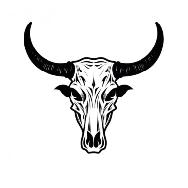 Texas Longhorn Cow Skull black and white , minimalist , vector, clipart, white background, svg , easy to vectorize , simple