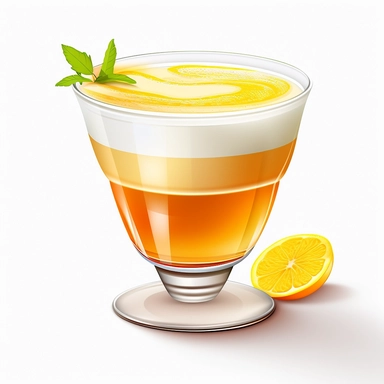 Sharp Illustration of a Whiskey Sour Cocktail clipart aginst white background, illustration style, vibrant colors, unreal engine 5, detailed illustration, high resolution, high quality, solid white background