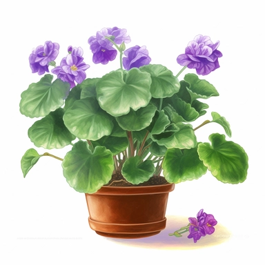 african violet house plant clipart, white background