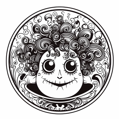 sticker, halloween cauldron cute clipart, in the style of tim burton, background is only white. contour
