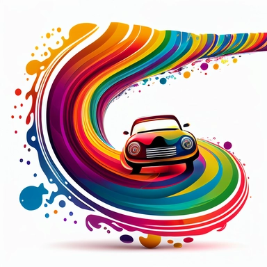 car curving leaving rainbow tire marks clipart
