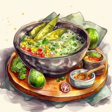 watercolour art style extreme detail mexican guacamole clipart