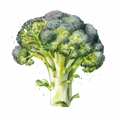 broccoli clipart, watercolor style, white isolated background, bright colors, simple design, 4k, hdr