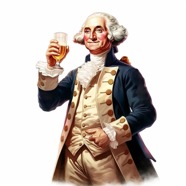 Clipart, Create an image that portrays George Washington as a legendary figure known for his ability to celebrate and have a good time. Imagine him in a larger-than-life pose. Let the artwork evoke a sense of awe and admiration for Washington’s party spirit, whitebackground