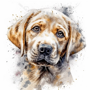 golden retriever puppy clipart, Cute puppy labrador, happy puppy, looking curious, ultra-detailed, sharp image, realistic pet image, Watercolor labrador dog, isolated on the white background, hd