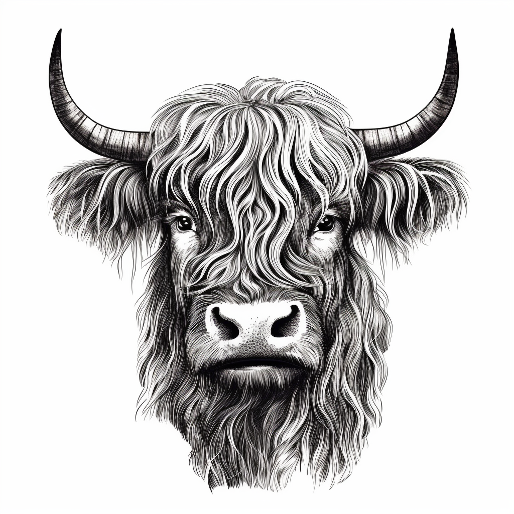 highland cow head clipart color gray - Clip Art Library