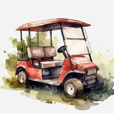 golf cart, watercolor, clipart