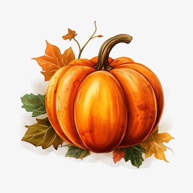 a single clipart image png graphic of a Realistic Painting Clipart Season Autumn Fall Pumpkin PNG Illustration