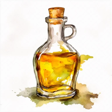 a bottle of oil ,watercolor sketch, clipart, white background