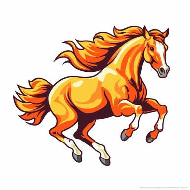 bucking horse clipart, simple graphic, solid colors, no outline, very saturated colors, simple design, white background