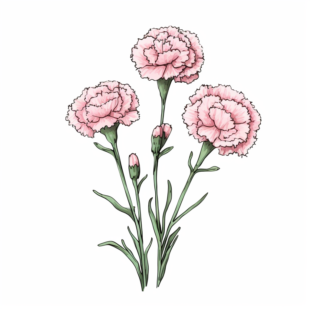 Charming pink carnation clipart against a clean white background. The ...