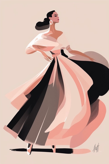 <https://s.mj.run/VafKh_OyowI> Mary Blair style, minimalistic nordic style single clipart, single black traditional spanish flamenco dancer fashion model, minimalistic pastel pink color palette,